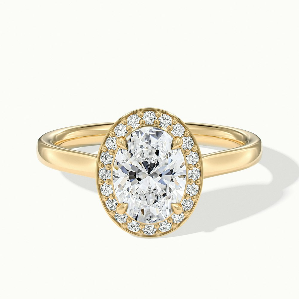 Carol 3 Carat Oval Cut Halo Lab Grown Engagement Ring in 10k Yellow Gold