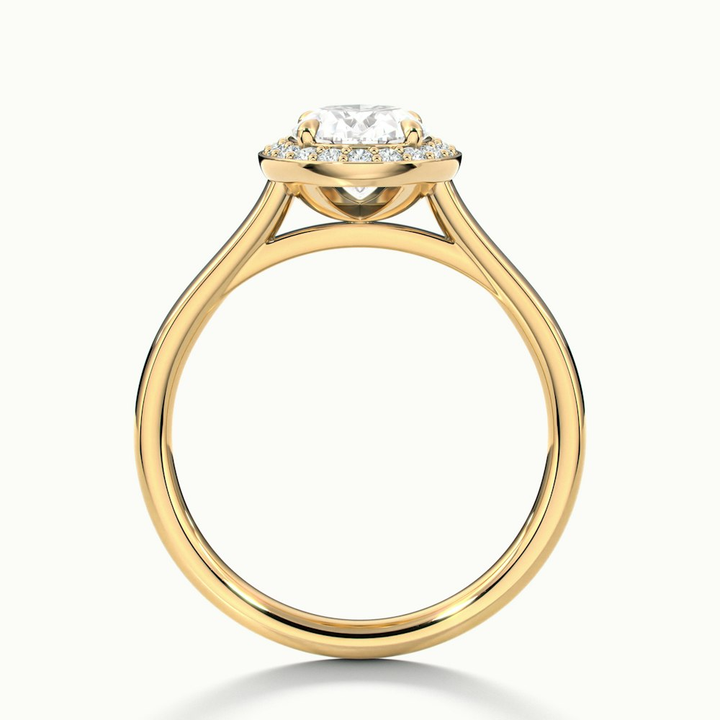 Carol 3 Carat Oval Cut Halo Lab Grown Engagement Ring in 18k Yellow Gold