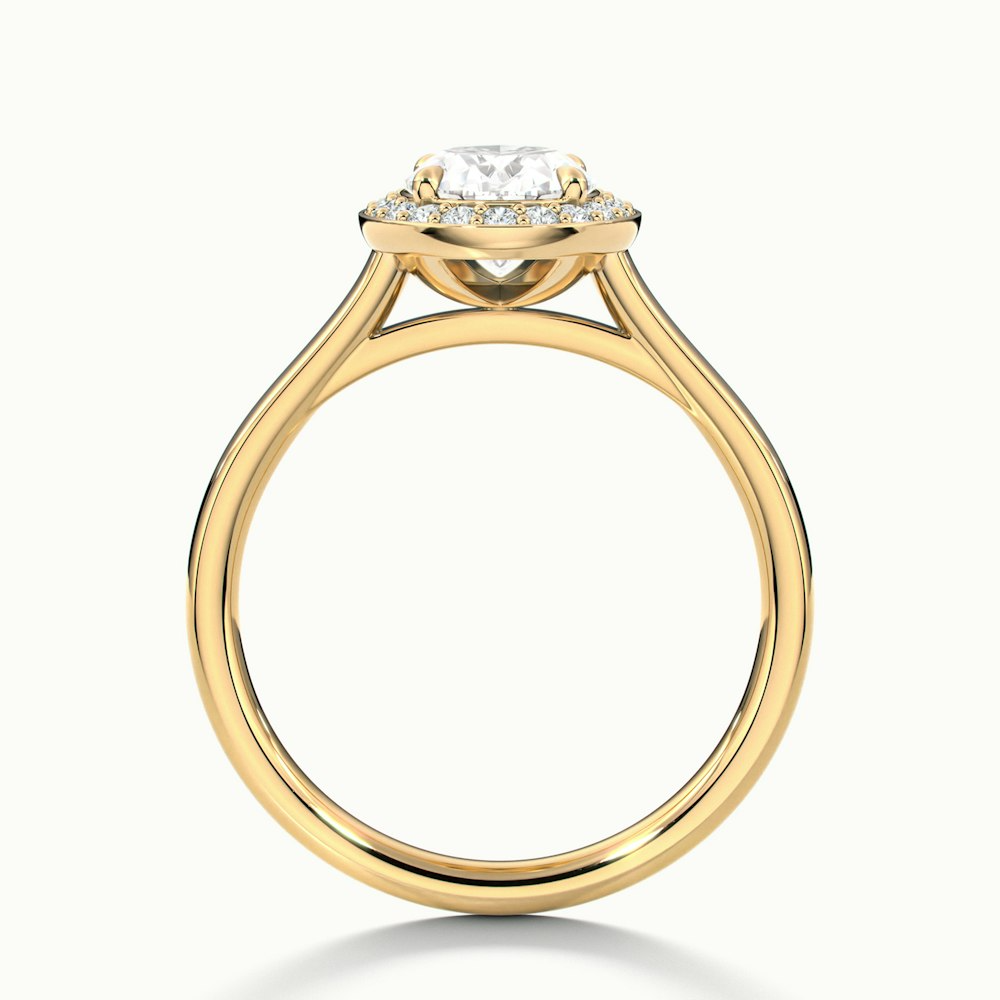 Carol 1 Carat Oval Cut Halo Lab Grown Engagement Ring in 18k Yellow Gold