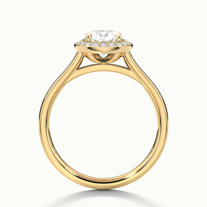 Carol 1.5 Carat Oval Cut Halo Lab Grown Engagement Ring in 18k Yellow Gold