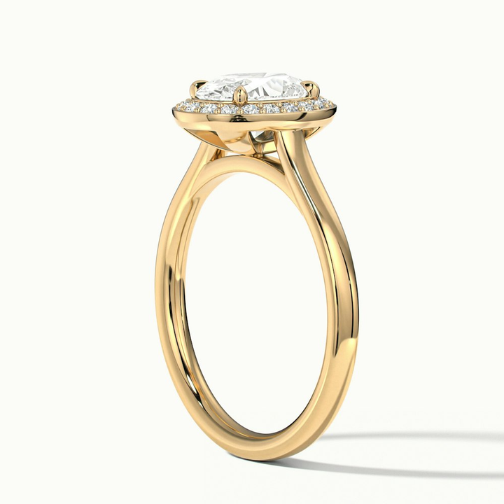 Kyra 4 Carat Oval Cut Halo Moissanite Diamond Ring in 14k Yellow Gold