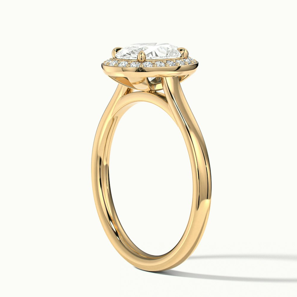 Carol 1.5 Carat Oval Cut Halo Lab Grown Engagement Ring in 14k Yellow Gold