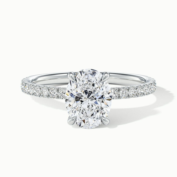 Eliza 4 Carat Oval Hidden Halo Moissanite Diamond Ring in Platinum