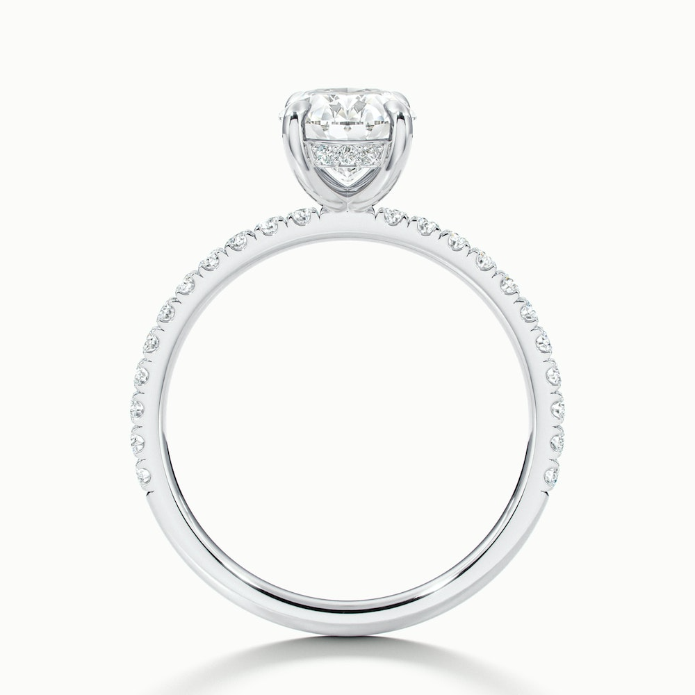 Eliza 5.5 Carat Oval Hidden Halo Moissanite Diamond Ring in 18k White Gold