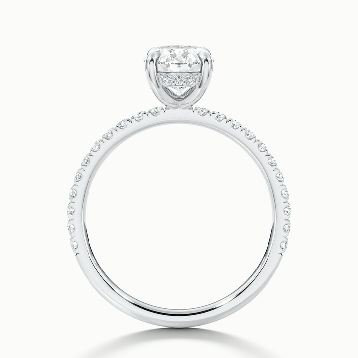 Eliza 5.5 Carat Oval Hidden Halo Moissanite Diamond Ring in 18k White Gold