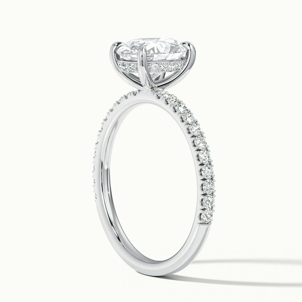 Eliza 5.5 Carat Oval Hidden Halo Moissanite Diamond Ring in 18k White Gold