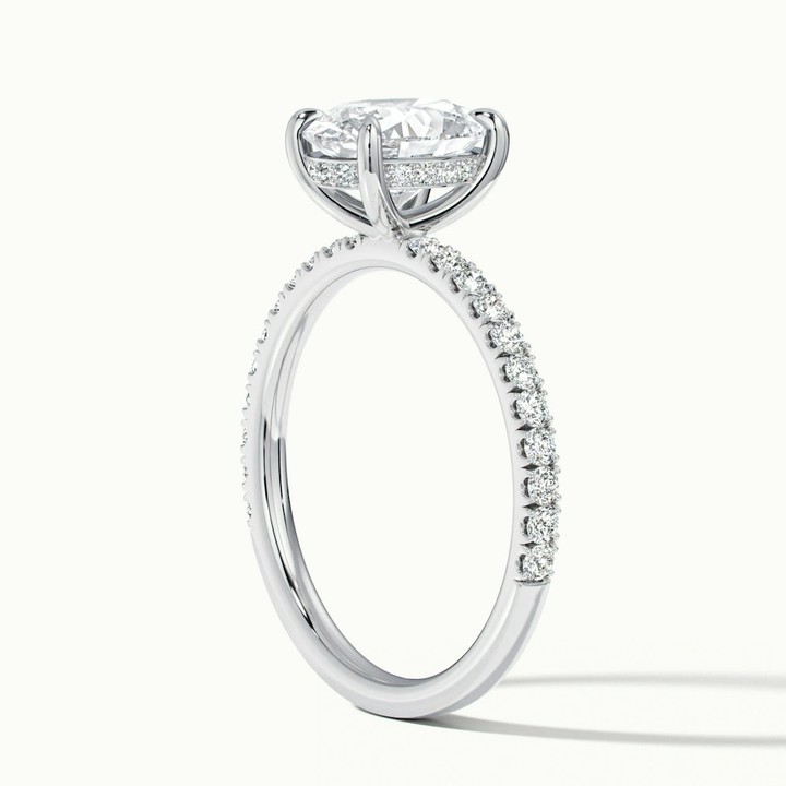 Eliza 5.5 Carat Oval Hidden Halo Moissanite Diamond Ring in 18k White Gold