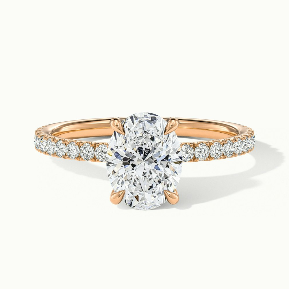 Chase 2.5 Carat Oval Hidden Halo Lab Grown Engagement Ring in 18k Rose Gold