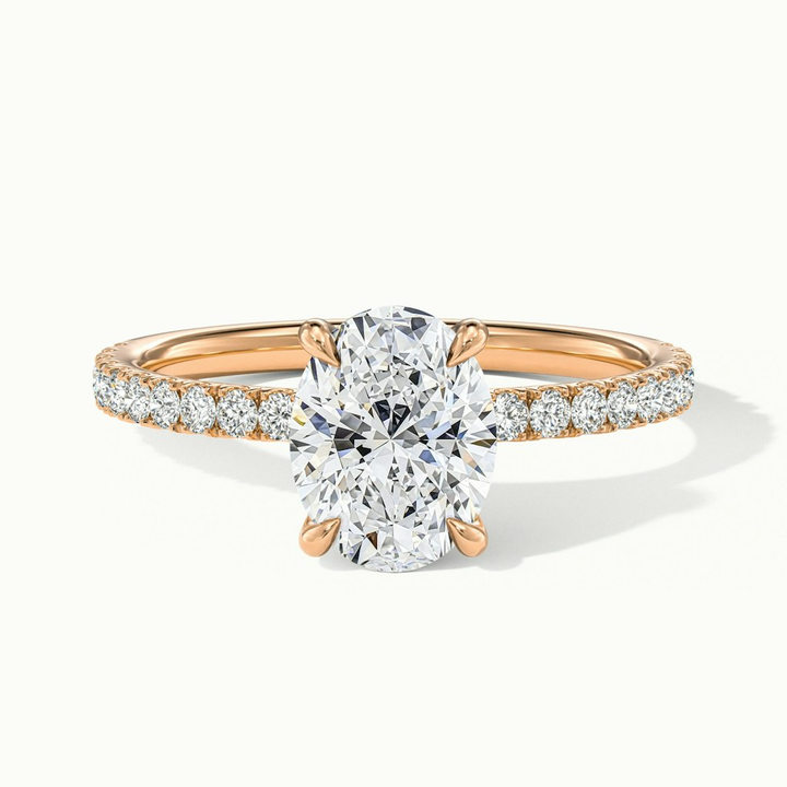 Chase 2.5 Carat Oval Hidden Halo Lab Grown Engagement Ring in 18k Rose Gold