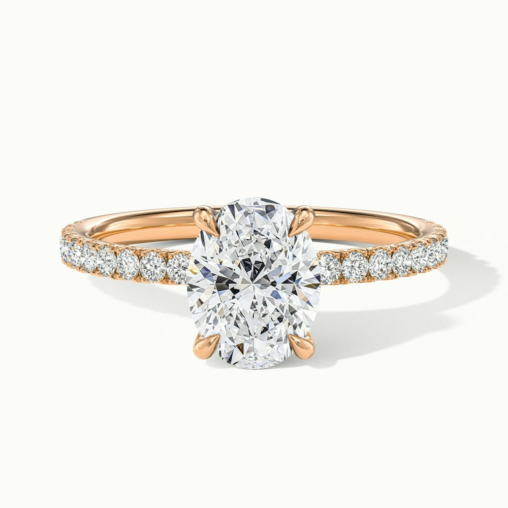 Chase 2 Carat Oval Hidden Halo Lab Grown Engagement Ring in 14k Rose Gold