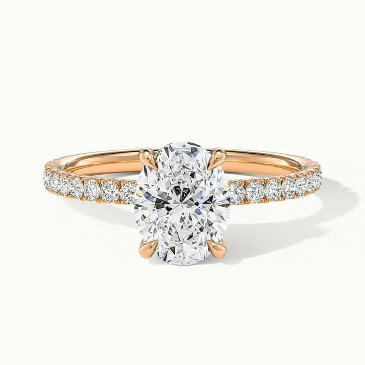 Chase 1 Carat Oval Hidden Halo Lab Grown Engagement Ring in 18k Rose Gold
