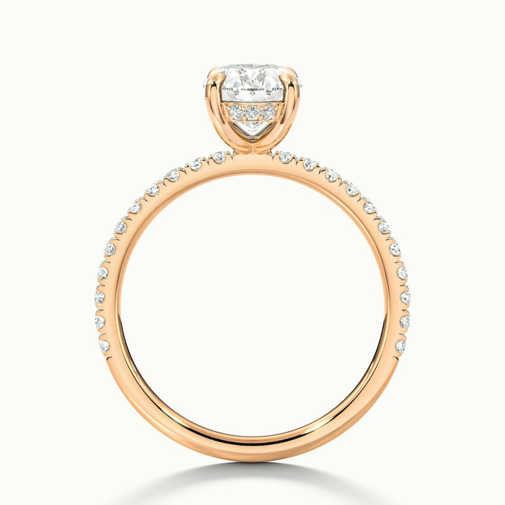 Eliza 2.5 Carat Oval Hidden Halo Moissanite Diamond Ring in 18k Rose Gold