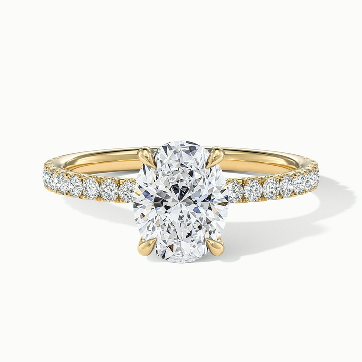 Chase 3 Carat Oval Hidden Halo Lab Grown Engagement Ring in 14k Yellow Gold