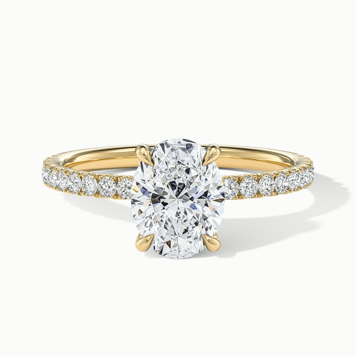 Chase 2 Carat Oval Hidden Halo Lab Grown Engagement Ring in 10k Yellow Gold