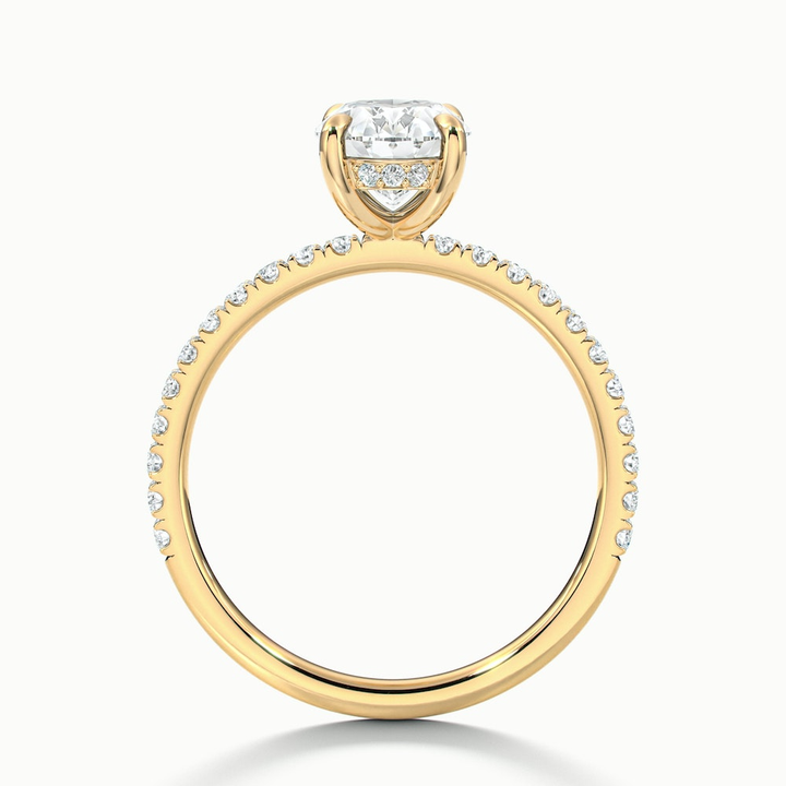 Eliza 3 Carat Oval Hidden Halo Moissanite Diamond Ring in 18k Yellow Gold