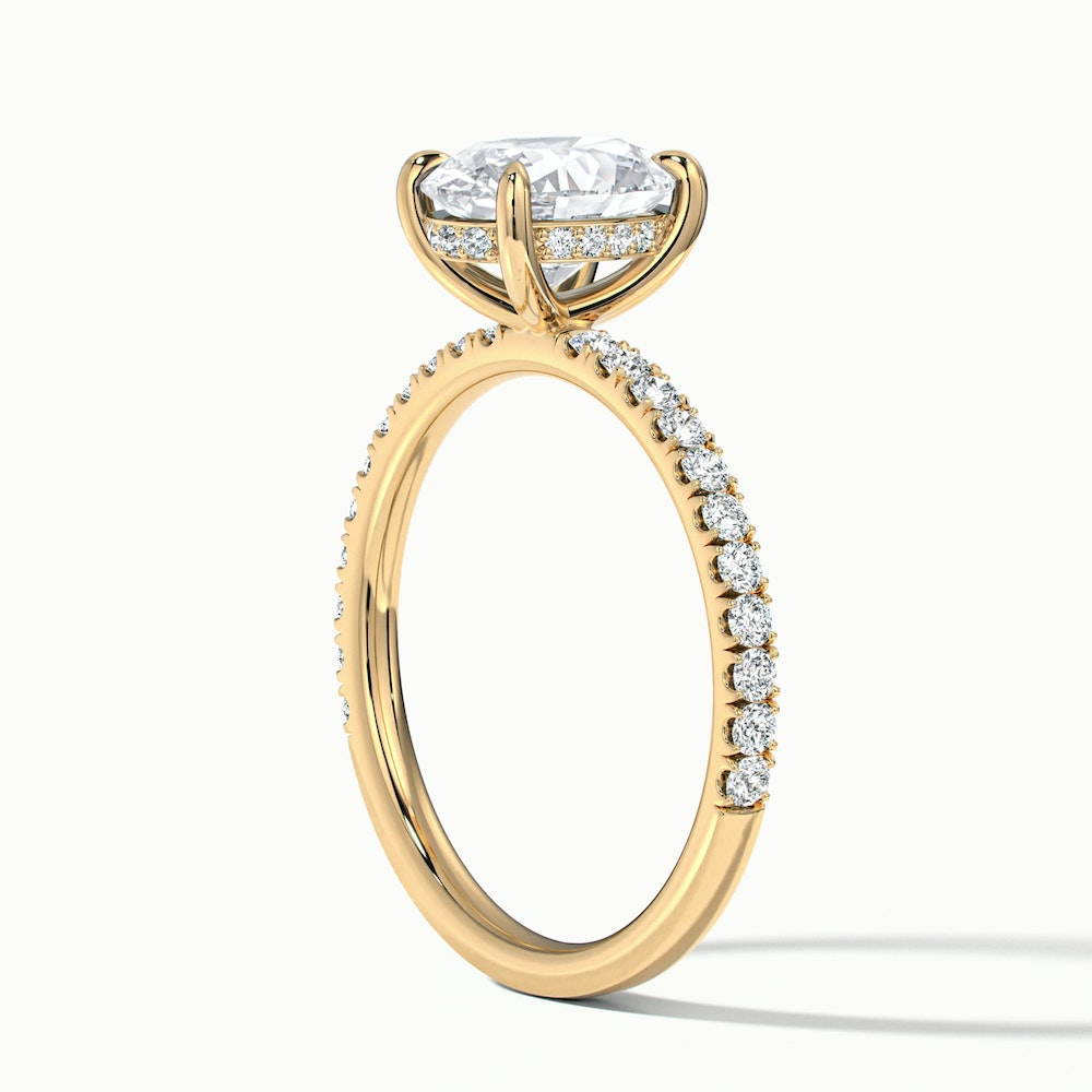 Eliza 2 Carat Oval Hidden Halo Moissanite Diamond Ring in 10k Yellow Gold
