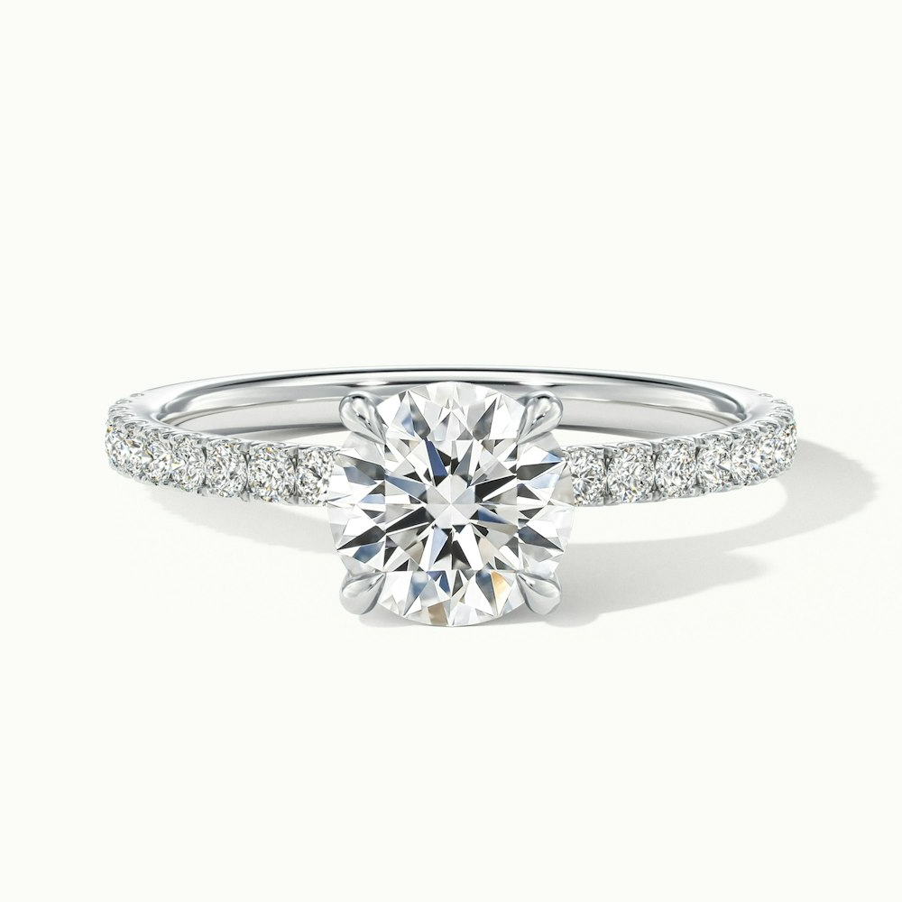 Nora 2 Carat Round Hidden Halo Scallop Moissanite Diamond Ring in Platinum