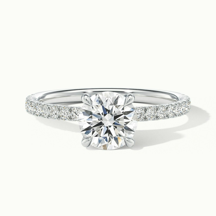 Nora 3.5 Carat Round Hidden Halo Scallop Moissanite Diamond Ring in 14k White Gold