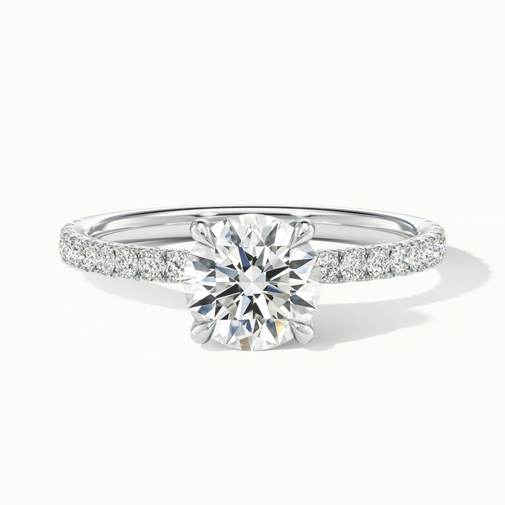 Claire 5 Carat Round Hidden Halo Scallop Lab Grown Engagement Ring in 10k White Gold