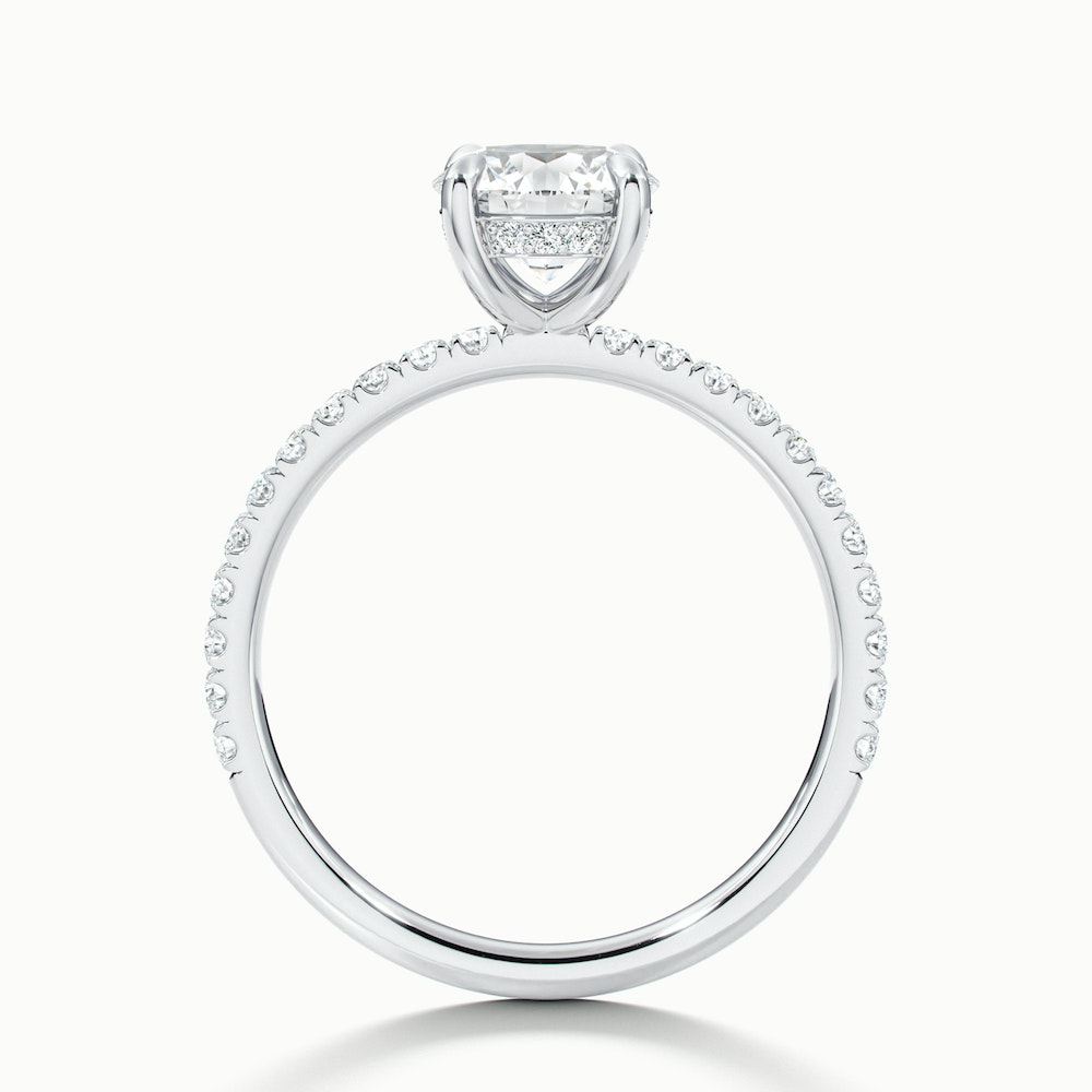 Nora 2 Carat Round Hidden Halo Scallop Moissanite Diamond Ring in 10k White Gold