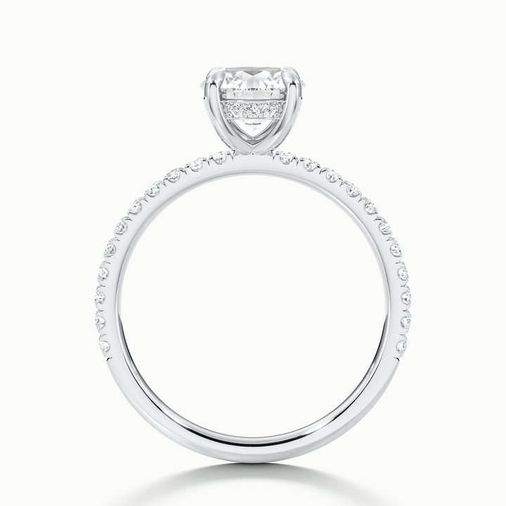 Nora 1 Carat Round Hidden Halo Scallop Moissanite Diamond Ring in Platinum