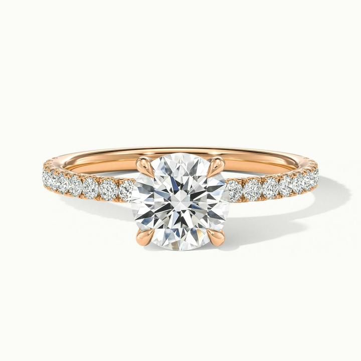 Claire 2.5 Carat Round Hidden Halo Scallop Lab Grown Engagement Ring in 14k Rose Gold