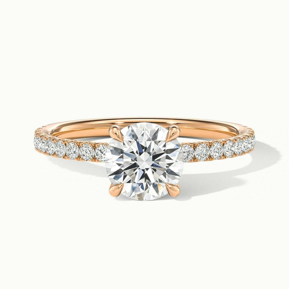 Nora 5.5 Carat Round Hidden Halo Scallop Moissanite Diamond Ring in 14k Rose Gold