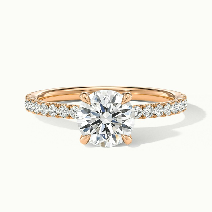 Nora 2 Carat Round Hidden Halo Scallop Moissanite Diamond Ring in 14k Rose Gold