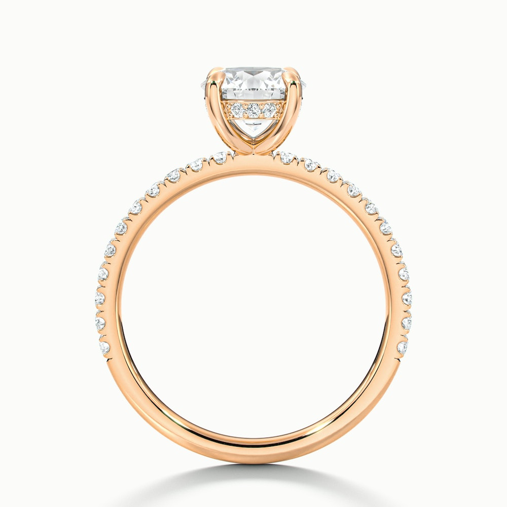 Claire 4 Carat Round Hidden Halo Scallop Lab Grown Engagement Ring in 14k Rose Gold