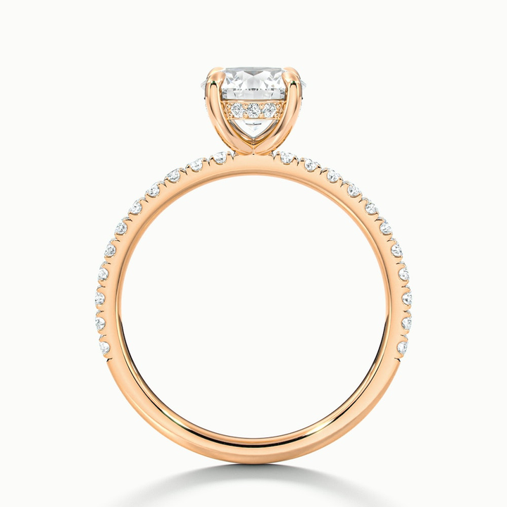 Claire 2 Carat Round Hidden Halo Scallop Lab Grown Engagement Ring in 14k Rose Gold