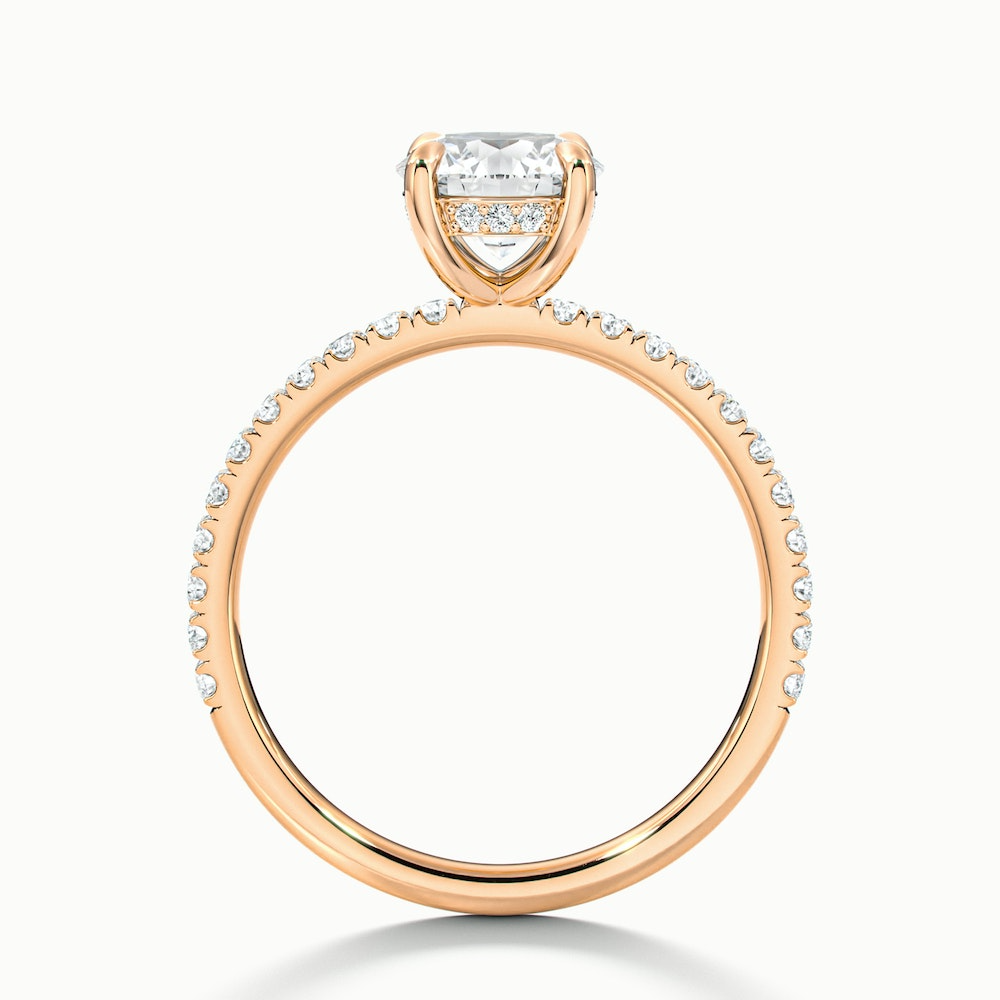 Claire 1.5 Carat Round Hidden Halo Scallop Lab Grown Engagement Ring in 10k Rose Gold