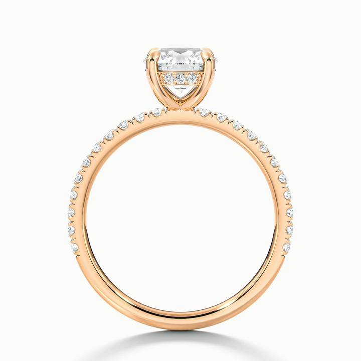 Claire 1 Carat Round Hidden Halo Scallop Lab Grown Engagement Ring in 18k Rose Gold