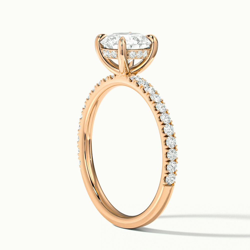 Nora 1 Carat Round Hidden Halo Scallop Moissanite Diamond Ring in 10k Rose Gold