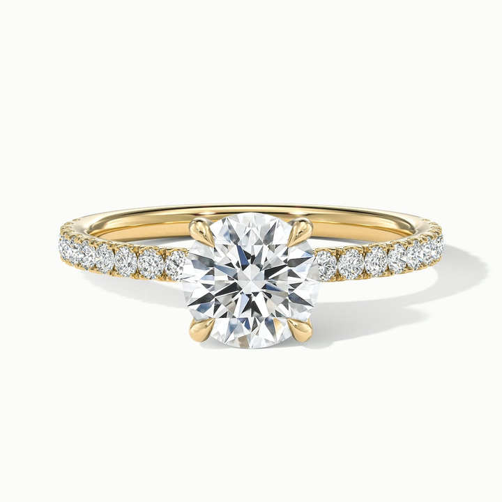 Nora 5.5 Carat Round Hidden Halo Scallop Moissanite Diamond Ring in 10k Yellow Gold