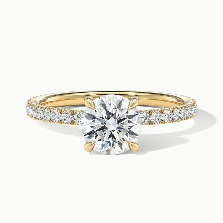 Claire 3.5 Carat Round Hidden Halo Scallop Lab Grown Engagement Ring in 10k Yellow Gold