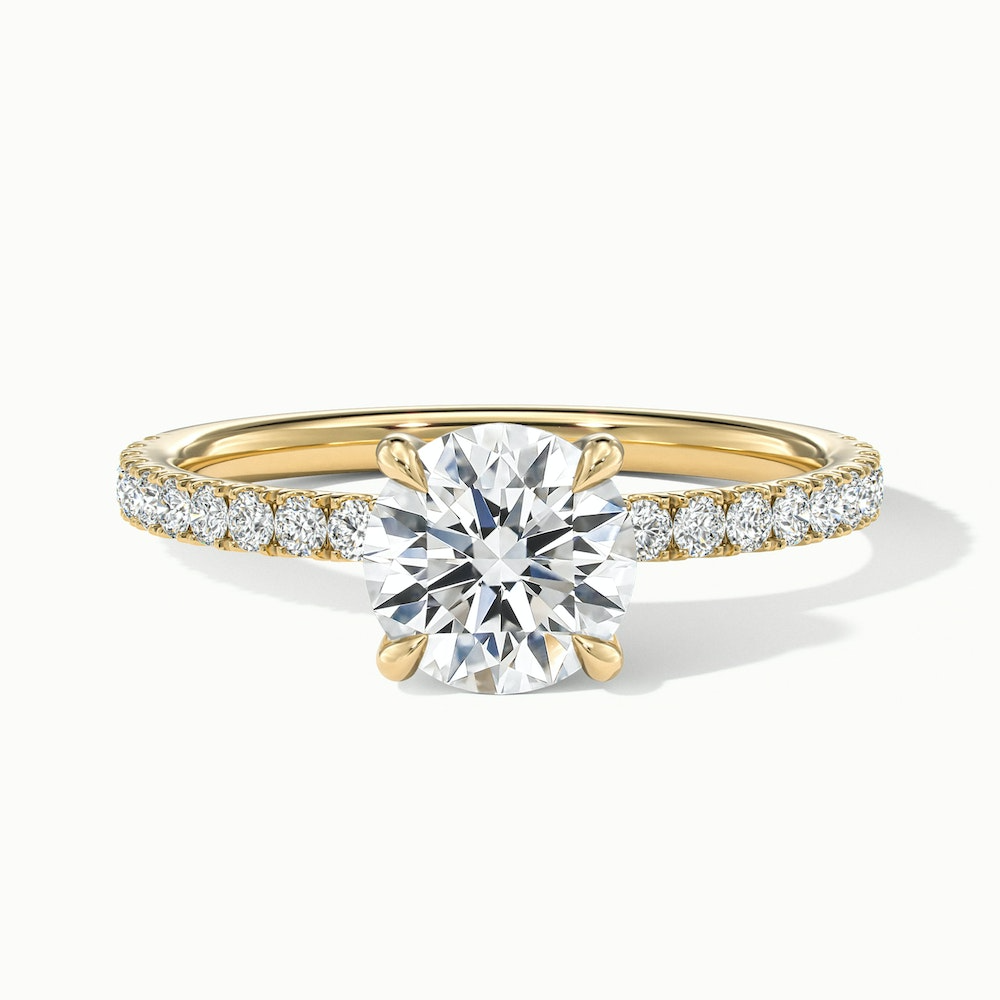 Claire 2.5 Carat Round Hidden Halo Scallop Lab Grown Engagement Ring in 10k Yellow Gold