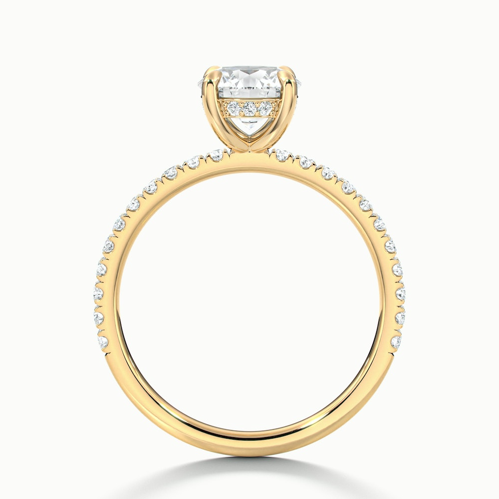 Claire 4 Carat Round Hidden Halo Scallop Lab Grown Engagement Ring in 18k Yellow Gold