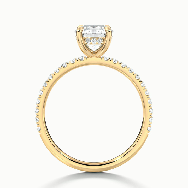 Nora 5 Carat Round Hidden Halo Scallop Moissanite Diamond Ring in 18k Yellow Gold