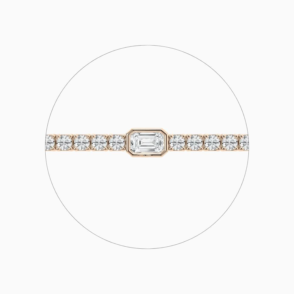 Ivory Emerald And Round Cut Lab Grown Diamond Tennis Bracelet