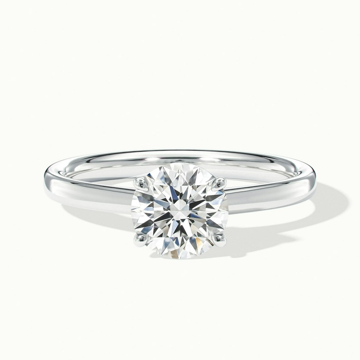 Perl 9 Carat Round Solitaire Moissanite Diamond Ring in 14k White Gold