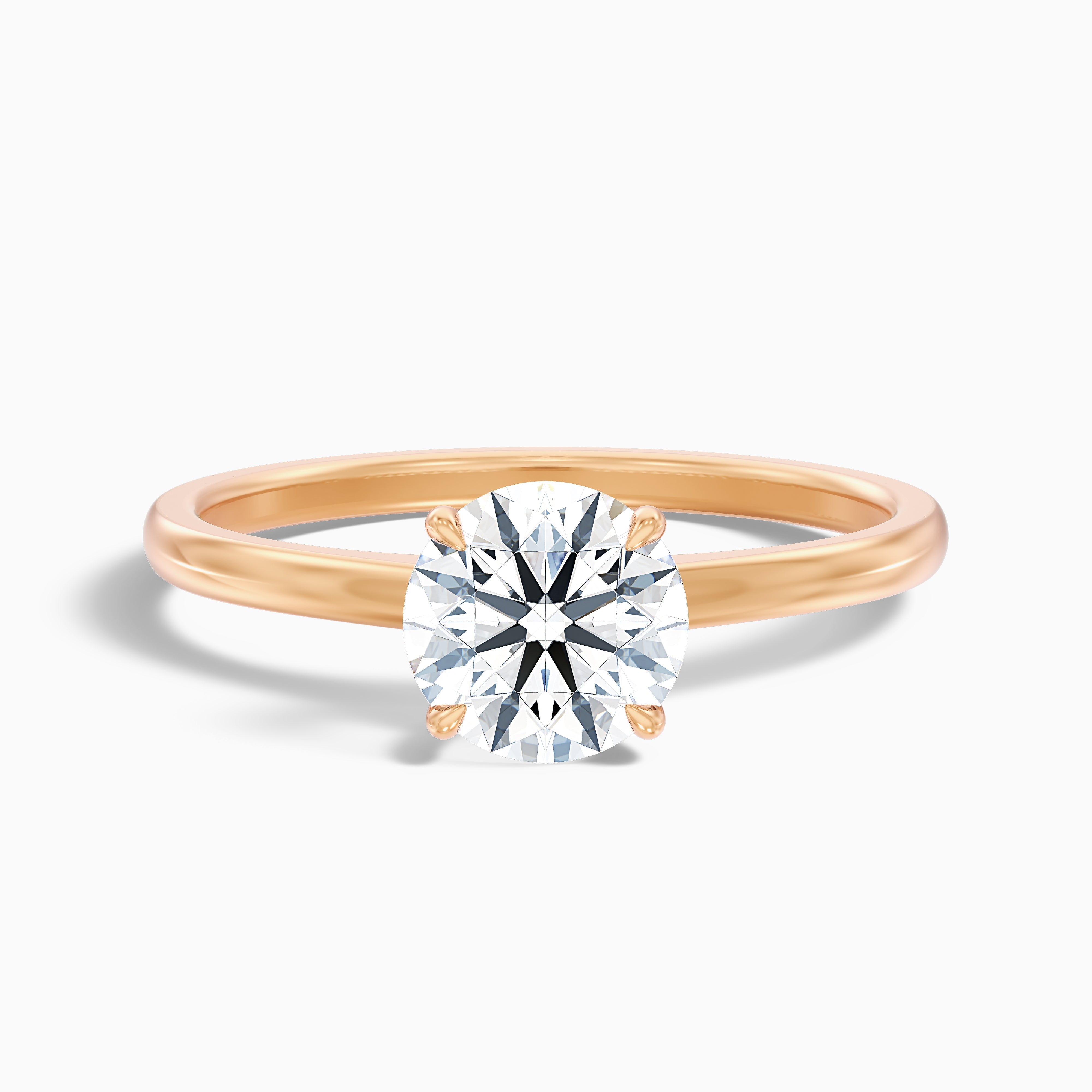 Ada 1 Carat Round Solitaire Lab Grown Engagement Ring in 10k Rose Gold