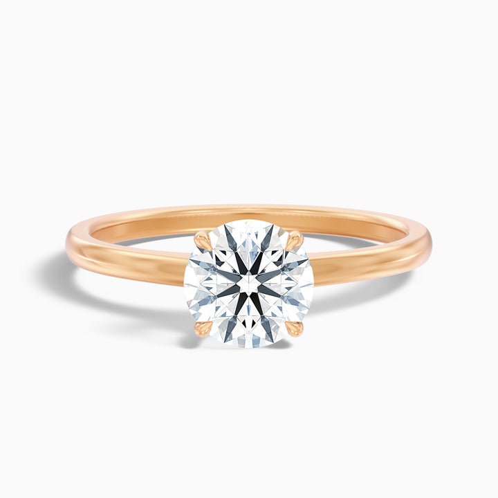 perl 6 carat round solitaire moissanite diamond ring in 18k rose gold -  Front View