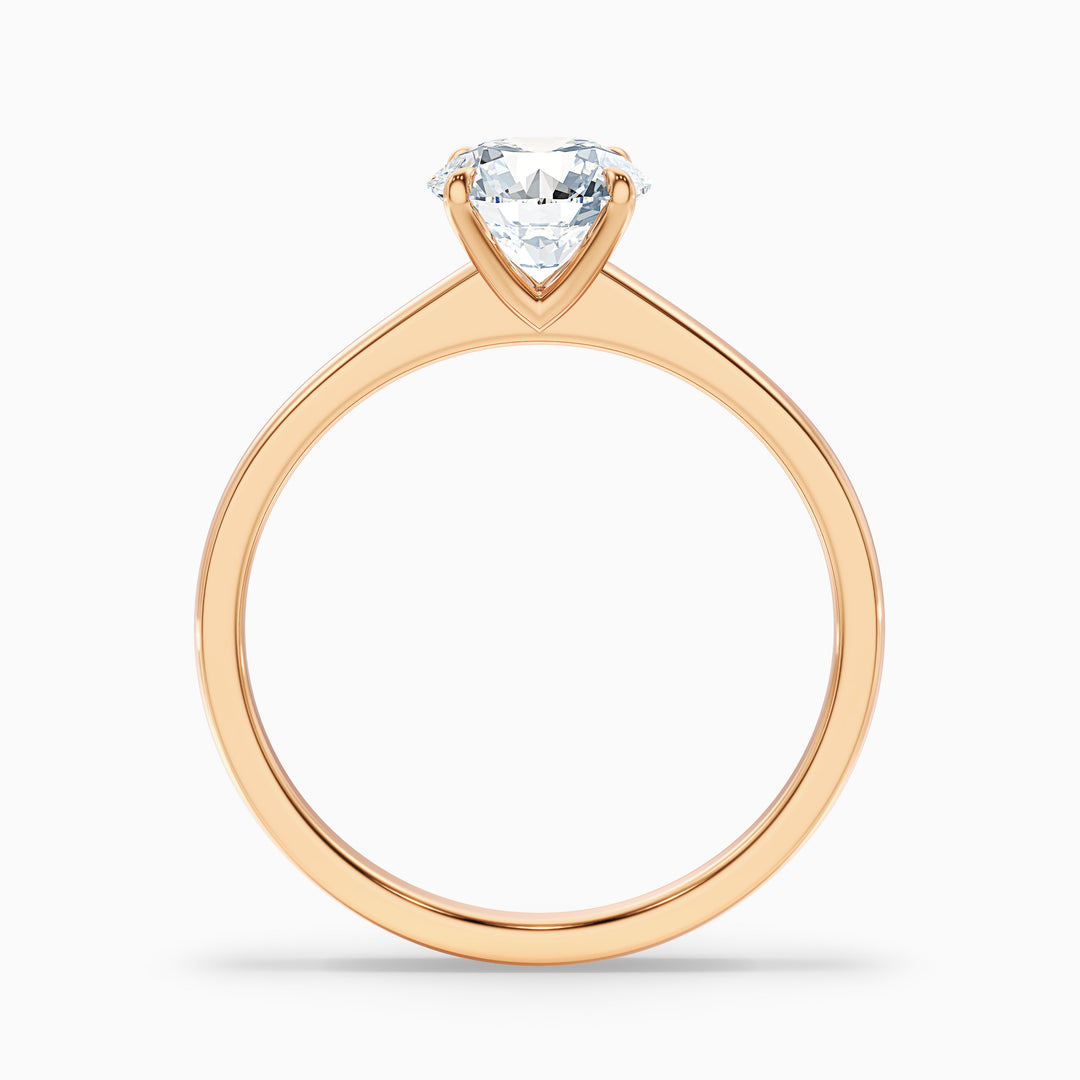 perl 6 carat round solitaire moissanite diamond ring in 18k rose gold -  Side View