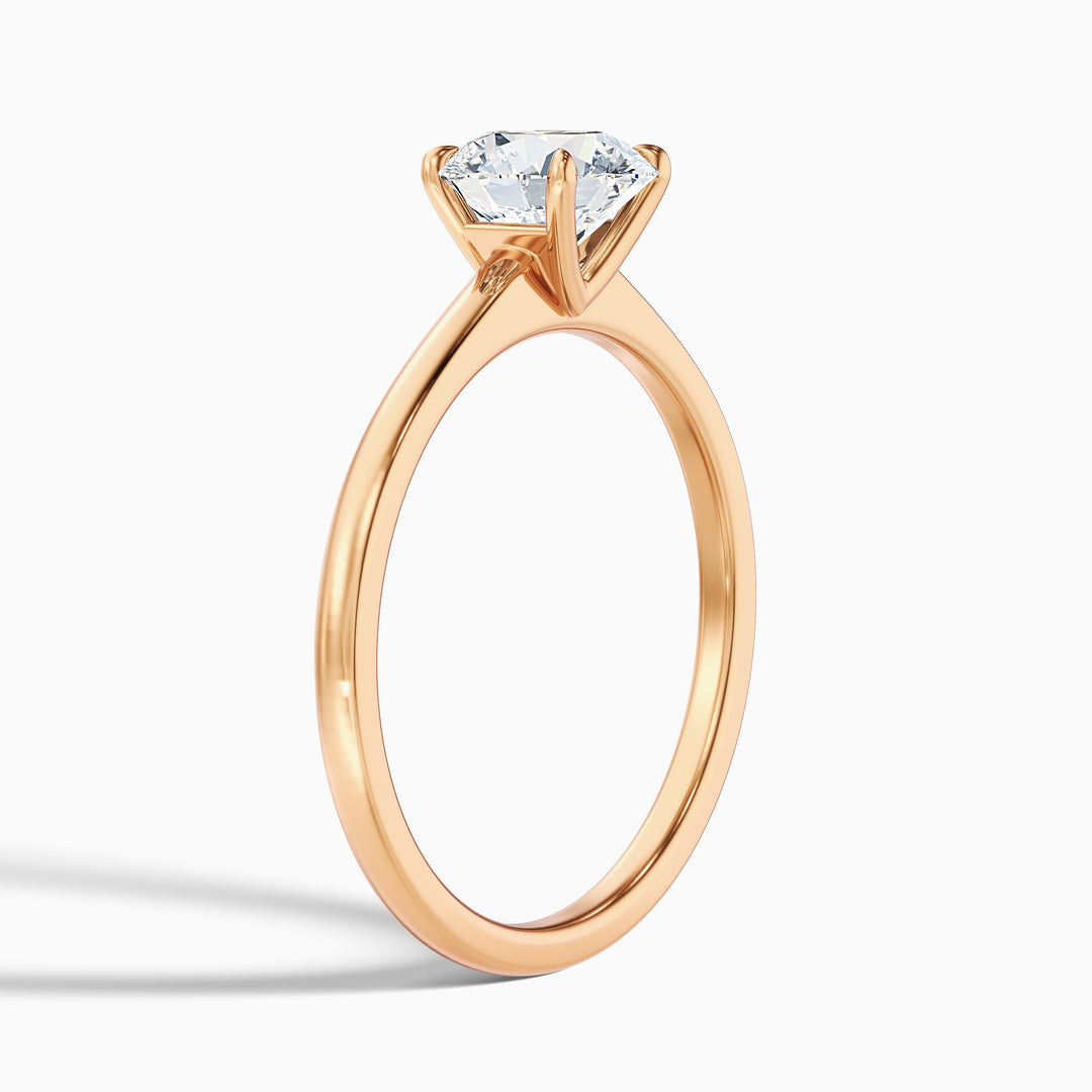 Ada 5 Carat Round Solitaire Lab Grown Engagement Ring in 18k Rose Gold - Detail View