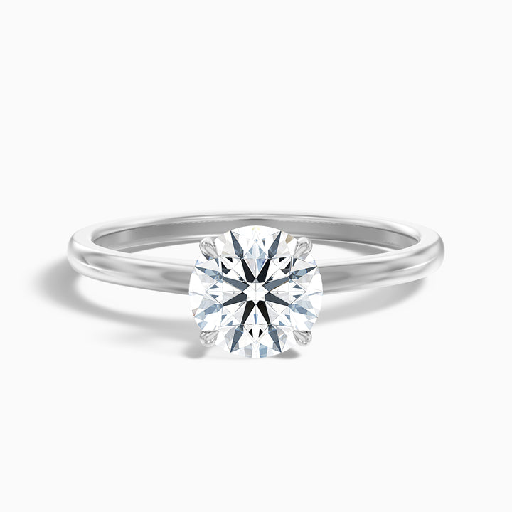 perl 9 carat round solitaire moissanite diamond ring in 10k white gold -  Front View