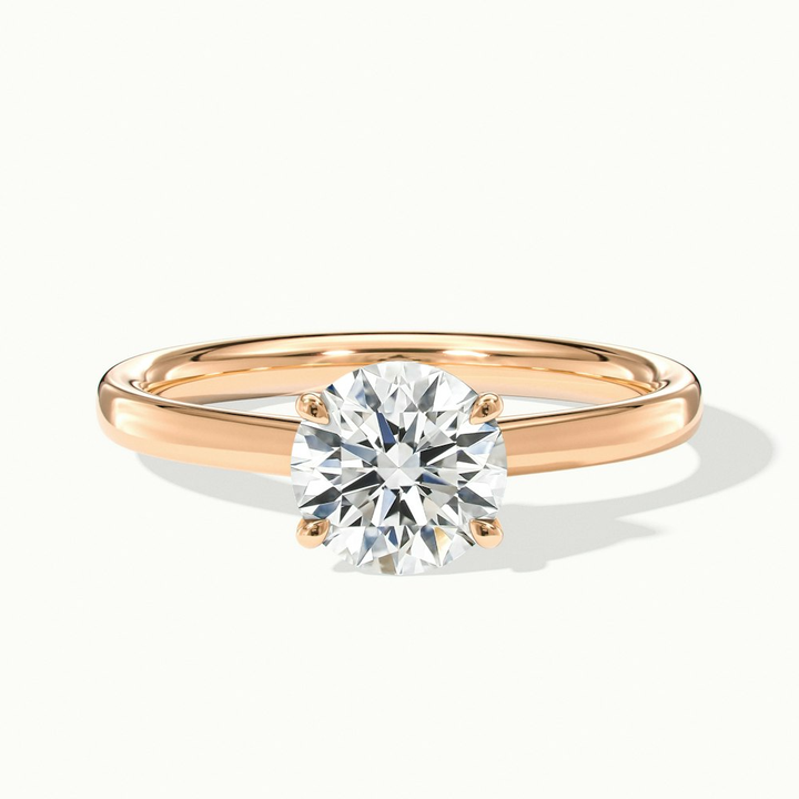 April 1.5 Carat Round Solitaire Moissanite Diamond Ring in 10k Rose Gold