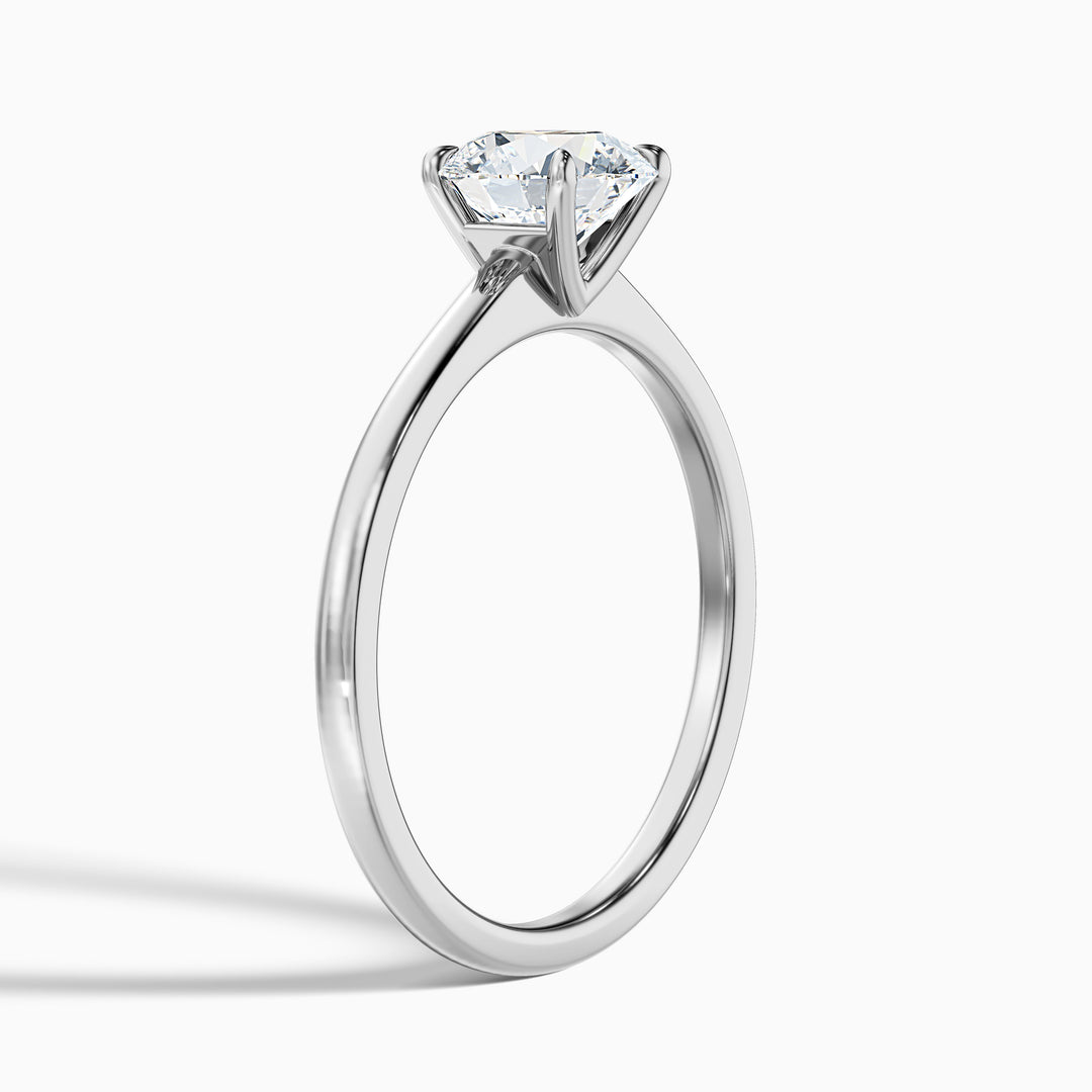 Ada 1 Carat Round Solitaire Lab Grown Engagement Ring in 18k White Gold - Detail View