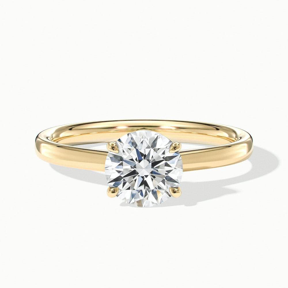 Perl 8 Carat Round Solitaire Moissanite Diamond Ring in 14k Yellow Gold