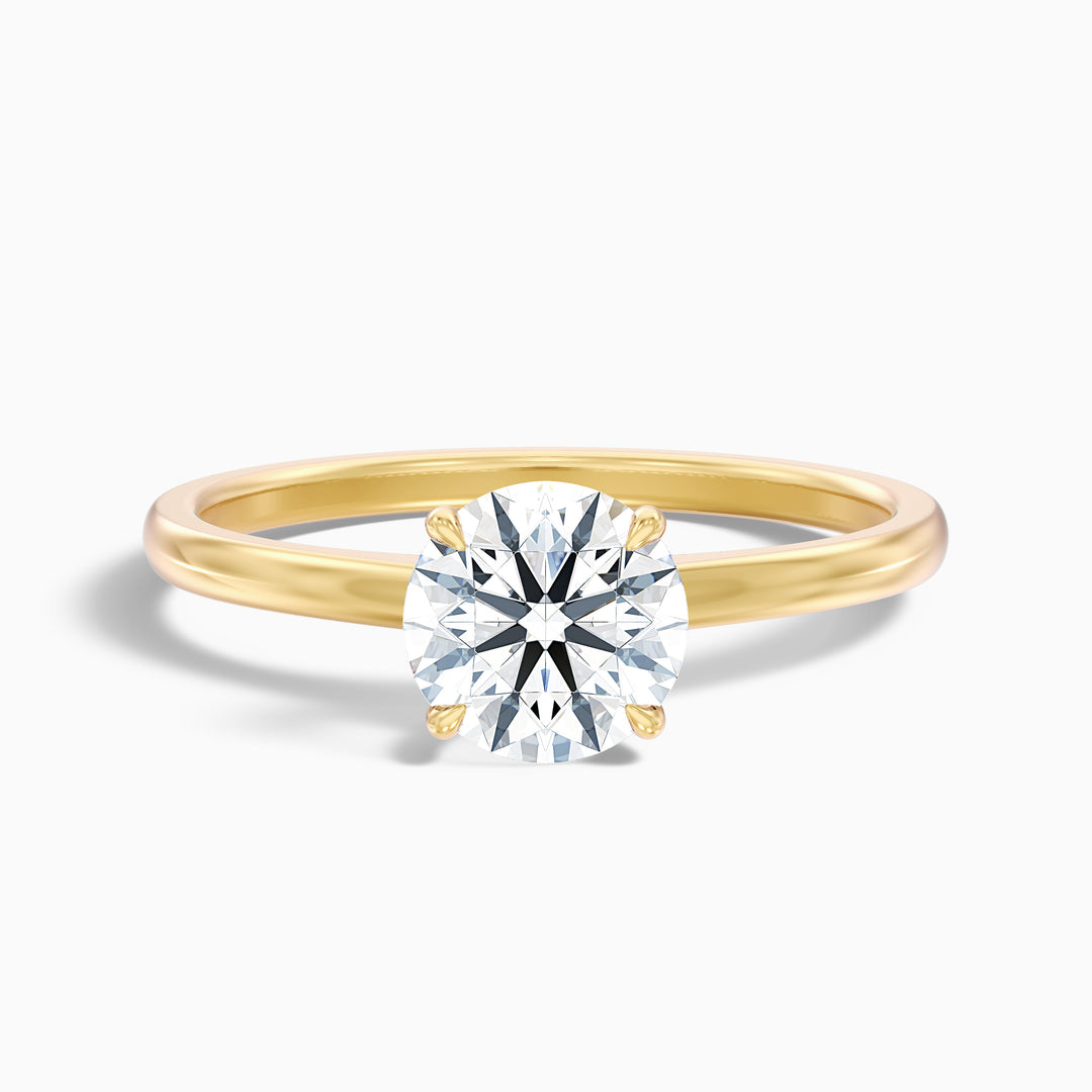 perl 7 carat round solitaire moissanite diamond ring in 14k yellow gold -  Front View