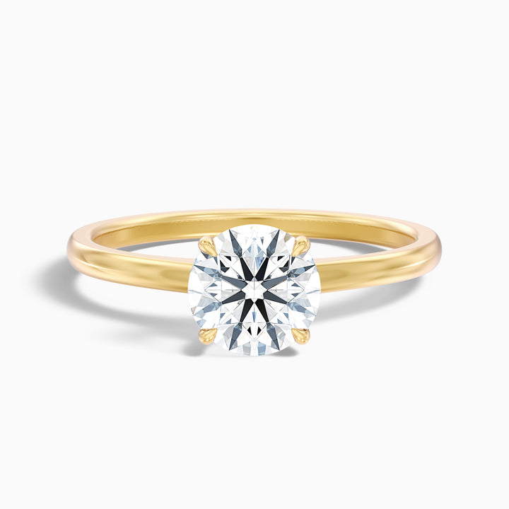 perl 7 carat round solitaire moissanite diamond ring in 14k yellow gold -  Front View